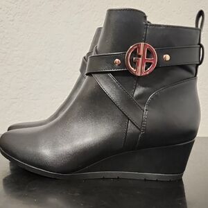 Elegant Black Ankle Booties with Wedge Heel